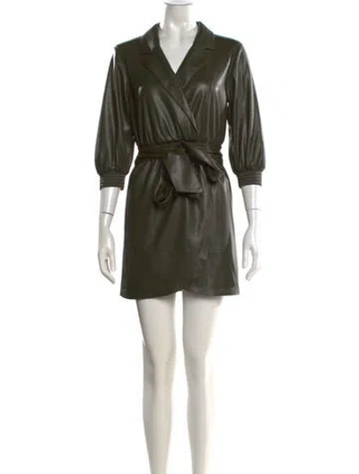 Pre-owned Alice And Olivia Faux Leather Mini Dress In Green