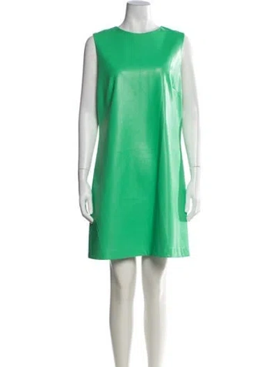 Pre-owned Alice And Olivia Faux Leather Mini Dress In Green
