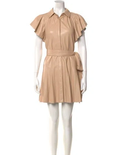 Pre-owned Alice And Olivia Faux Leather Mini Dress In Neutral
