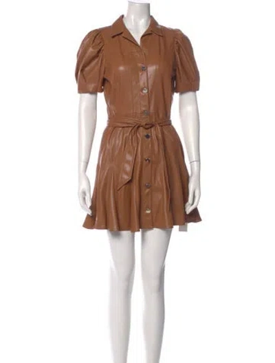 Pre-owned Alice And Olivia Faux Leather Mini Dress In Neutral