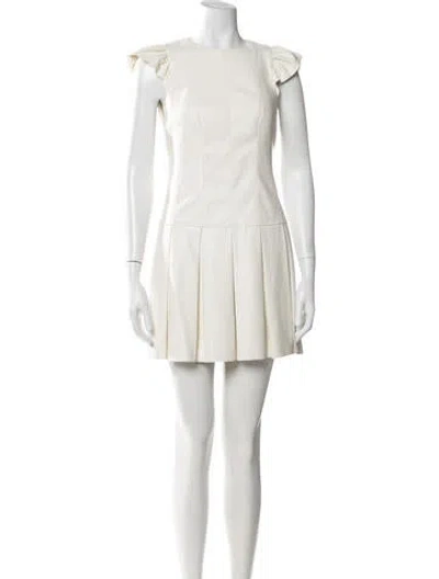 Pre-owned Alice And Olivia Faux Leather Mini Dress In Neutral