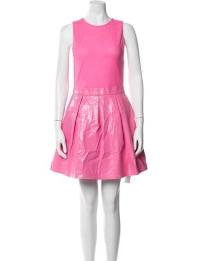 Pre-owned Alice And Olivia Faux Leather Mini Dress In Pink
