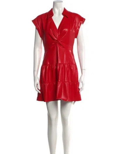 Pre-owned Alice And Olivia Faux Leather Mini Dress In Red