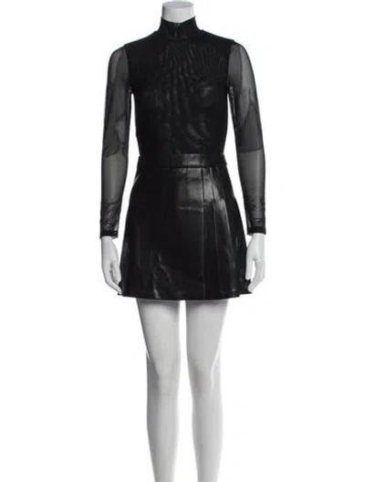 Pre-owned Alice And Olivia Faux Leather Mini Dress W/ Tags In Black