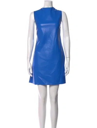 Pre-owned Alice And Olivia Faux Leather Mini Dress W/ Tags In Blue