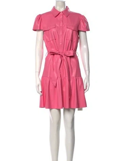 Pre-owned Alice And Olivia Faux Leather Mini Dress W/ Tags In Pink