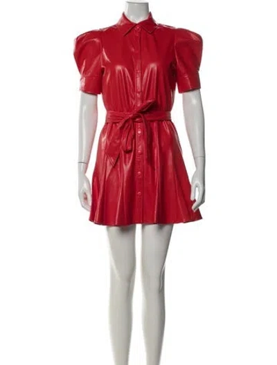 Pre-owned Alice And Olivia Faux Leather Mini Dress W/ Tags In Red