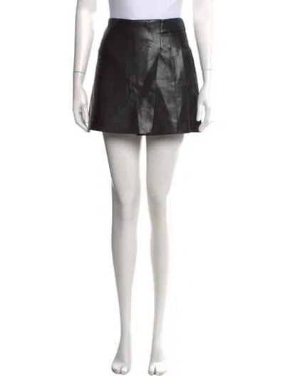 Pre-owned Alice And Olivia Faux Leather Mini Skirt In Black