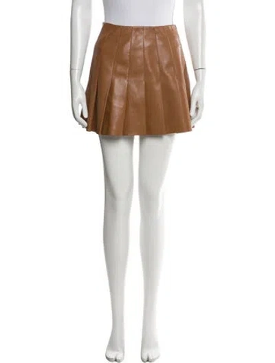 Pre-owned Alice And Olivia Faux Leather Mini Skirt In Brown