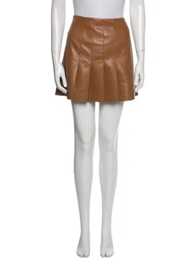 Pre-owned Alice And Olivia Faux Leather Mini Skirt In Brown