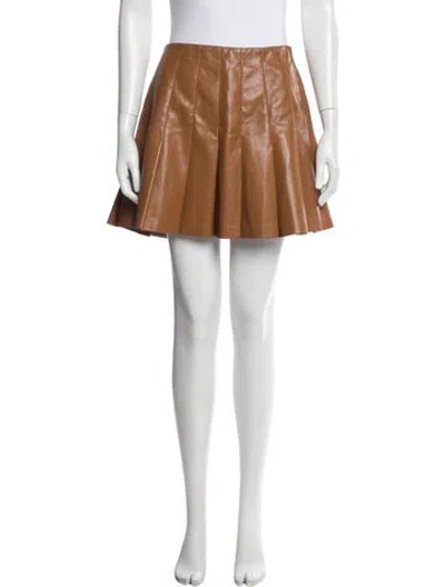 Pre-owned Alice And Olivia Faux Leather Mini Skirt In Brown