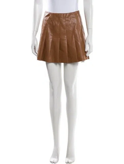 Pre-owned Alice And Olivia Faux Leather Mini Skirt In Brown