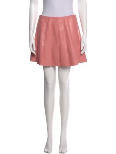 Pre-owned Alice And Olivia Faux Leather Mini Skirt In Pink