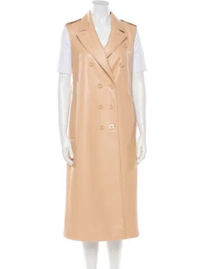 Pre-owned Alice And Olivia Faux Leather Peacoat In Brown