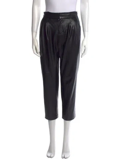 Pre-owned Alice And Olivia Faux Leather Straight Leg Pants In Black