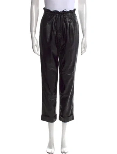 Pre-owned Alice And Olivia Faux Leather Straight Leg Pants In Black