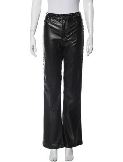 Pre-owned Alice And Olivia Faux Leather Straight Leg Pants In Black