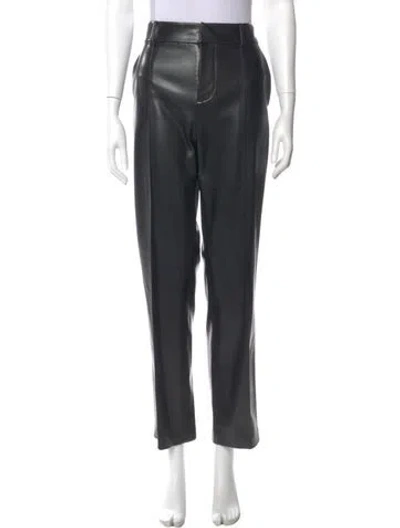 Pre-owned Alice And Olivia Faux Leather Straight Leg Pants In Black