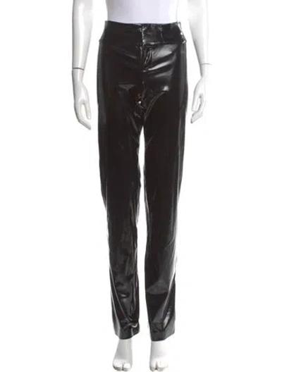 Pre-owned Alice And Olivia Faux Leather Straight Leg Pants In Brown