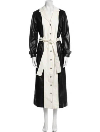 Pre-owned Alice And Olivia Faux Leather Trench Coat In Black
