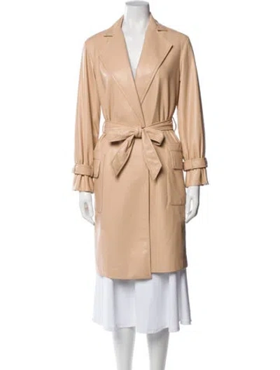 Pre-owned Alice And Olivia Faux Leather Trench Coat In Neutral