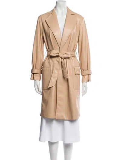 Pre-owned Alice And Olivia Faux Leather Trench Coat In Neutral