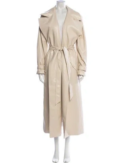 Pre-owned Alice And Olivia Faux Leather Trench Coat In Neutral