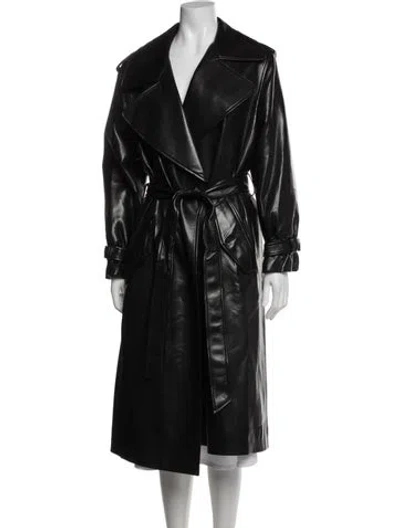 Pre-owned Alice And Olivia Faux Leather Trench Coat W/ Tags In Black