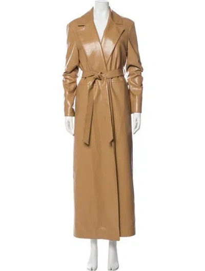 Pre-owned Alice And Olivia Faux Leather Trench Coat W/ Tags In Brown