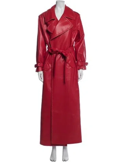 Pre-owned Alice And Olivia Faux Leather Trench Coat W/ Tags In Red