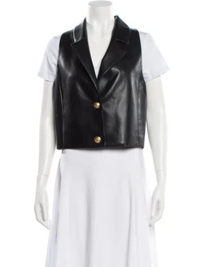 Pre-owned Alice And Olivia Faux Leather Vest In Black