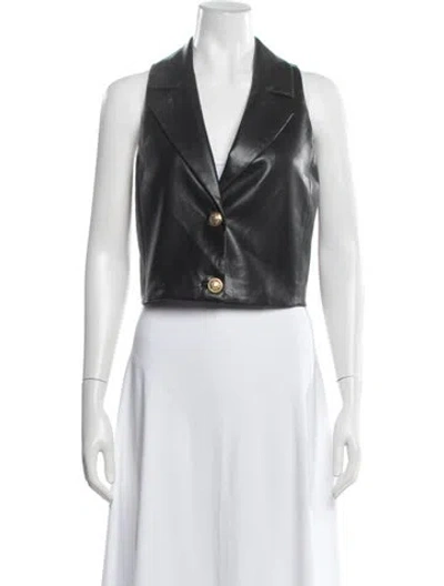Pre-owned Alice And Olivia Faux Leather Vest In Black