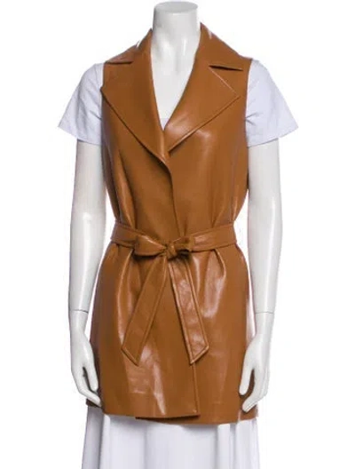 Pre-owned Alice And Olivia Faux Leather Vest W/ Tags In Brown