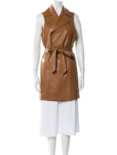 Pre-owned Alice And Olivia Faux Leather Vest W/ Tags In Brown