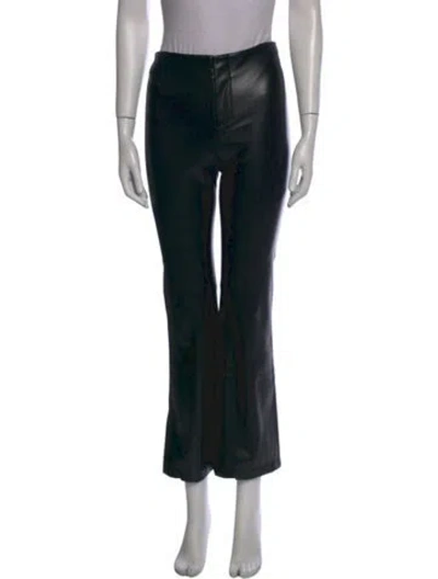 Pre-owned Alice And Olivia Faux Leather Wide Leg Pants In Black