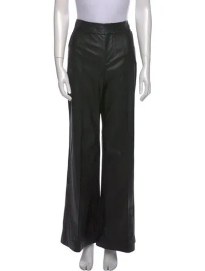 Pre-owned Alice And Olivia Faux Leather Wide Leg Pants In Black