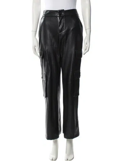 Pre-owned Alice And Olivia Faux Leather Wide Leg Pants In Black
