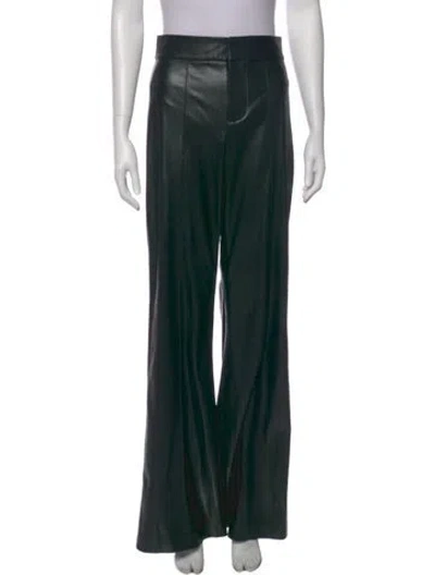 Pre-owned Alice And Olivia Faux Leather Wide Leg Pants In Black