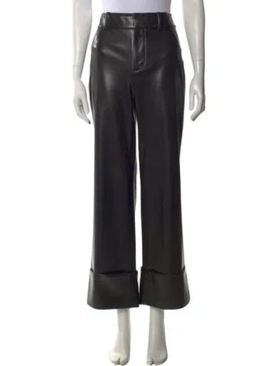 Pre-owned Alice And Olivia Faux Leather Wide Leg Pants In Black
