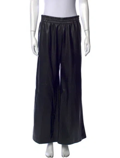 Pre-owned Alice And Olivia Faux Leather Wide Leg Pants In Black