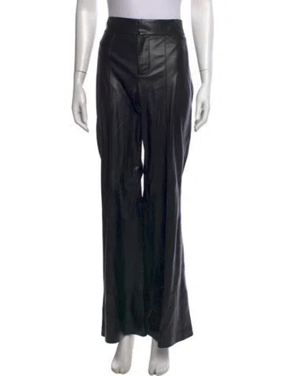 Pre-owned Alice And Olivia Faux Leather Wide Leg Pants In Black