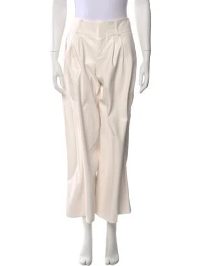 Pre-owned Alice And Olivia Faux Leather Wide Leg Pants In Neutral