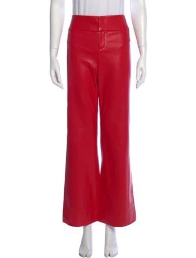 Pre-owned Alice And Olivia Faux Leather Wide Leg Pants In Red