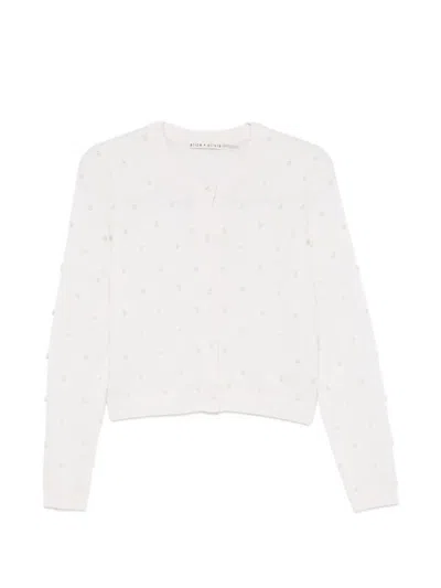 Alice And Olivia Faux-pearl Embellished Cardigan In White