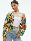 Alice And Olivia Fawn Butterfly Crochet Cardigan In Multi