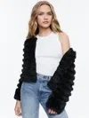 Alice And Olivia Fawn Faux Fur Textured Jacket In Black