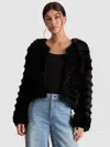 Alice And Olivia Fawn Faux Fur Textured Jacket In Black