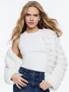 Alice And Olivia Fawn Faux Fur Textured Jacket In Ecru