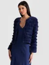 Alice And Olivia Fawn Faux Fur Jacket In Blue