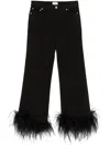 Alice And Olivia Feather-trim Jeans In Black